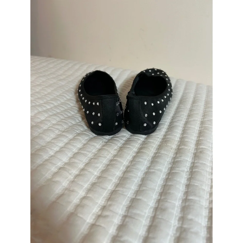 Jellypop Black Mesh Rhinestone Ballet Flats Women's Size 7‎